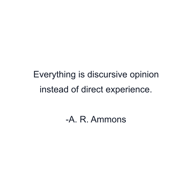 Everything is discursive opinion instead of direct experience.