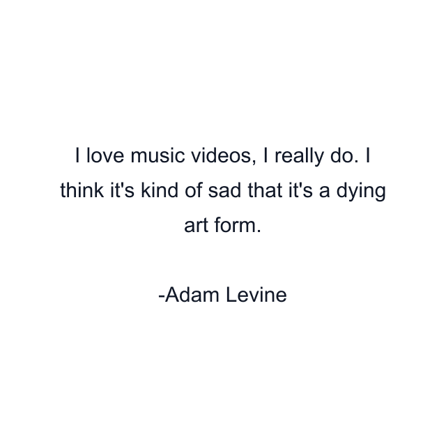 I love music videos, I really do. I think it's kind of sad that it's a dying art form.