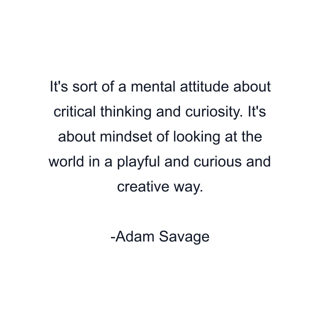 It's sort of a mental attitude about critical thinking and curiosity. It's about mindset of looking at the world in a playful and curious and creative way.