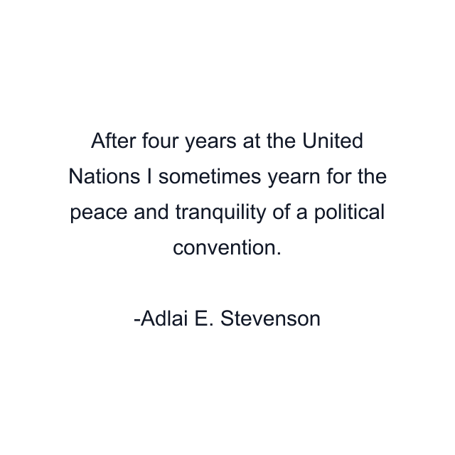 After four years at the United Nations I sometimes yearn for the peace and tranquility of a political convention.