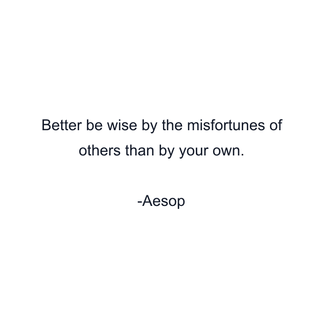 Better be wise by the misfortunes of others than by your own.