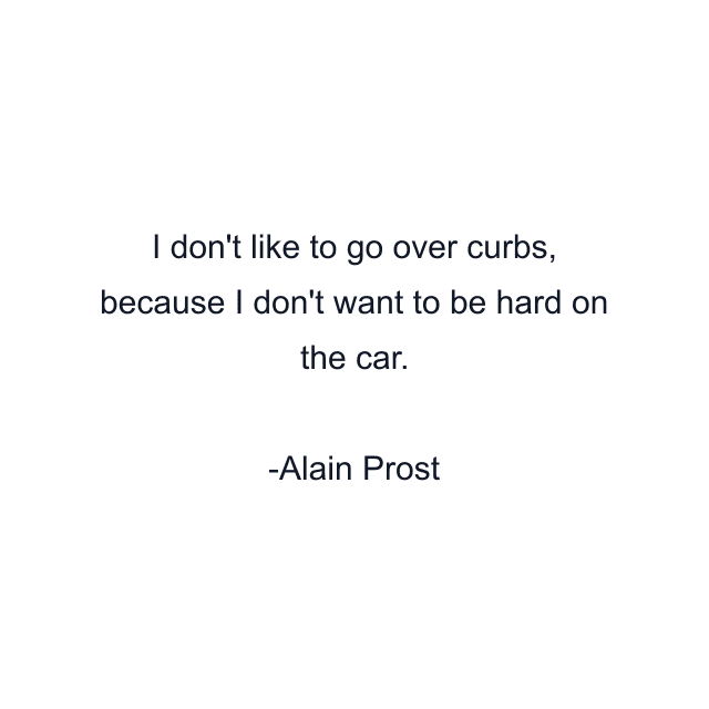 I don't like to go over curbs, because I don't want to be hard on the car.