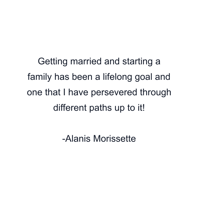 Getting married and starting a family has been a lifelong goal and one that I have persevered through different paths up to it!