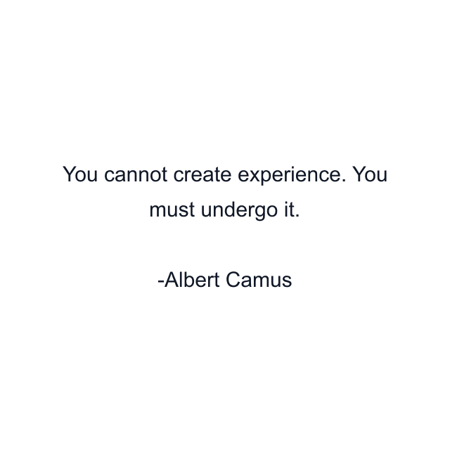 You cannot create experience. You must undergo it.