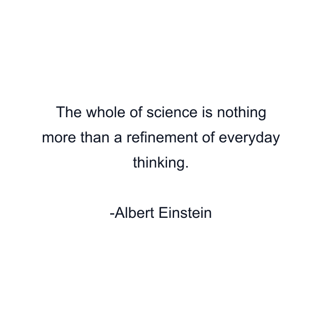 The whole of science is nothing more than a refinement of everyday thinking.