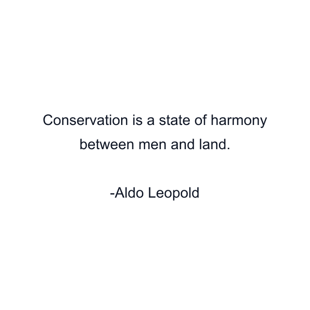 Conservation is a state of harmony between men and land.