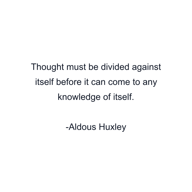 Thought must be divided against itself before it can come to any knowledge of itself.