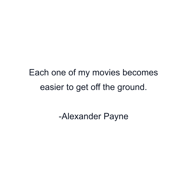 Each one of my movies becomes easier to get off the ground.