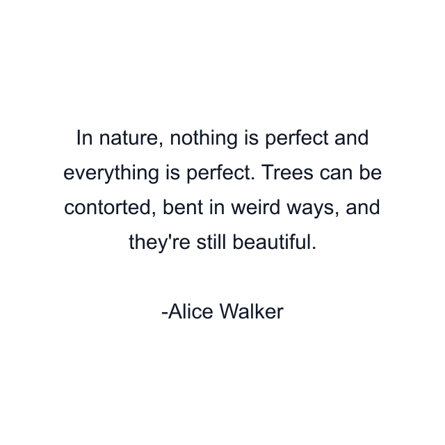 In nature, nothing is perfect and everything is perfect. Trees can be contorted, bent in weird ways, and they're still beautiful.