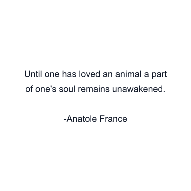 Until one has loved an animal a part of one's soul remains unawakened.