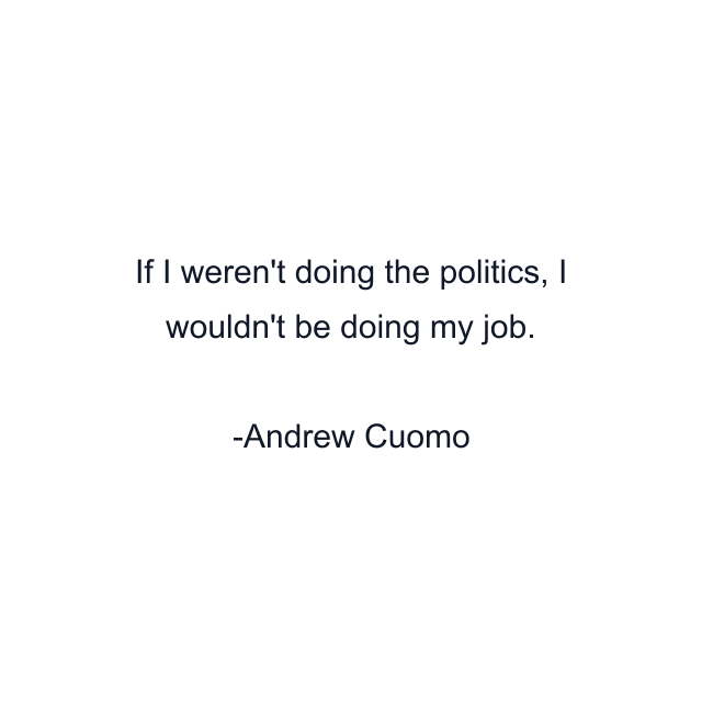 If I weren't doing the politics, I wouldn't be doing my job.