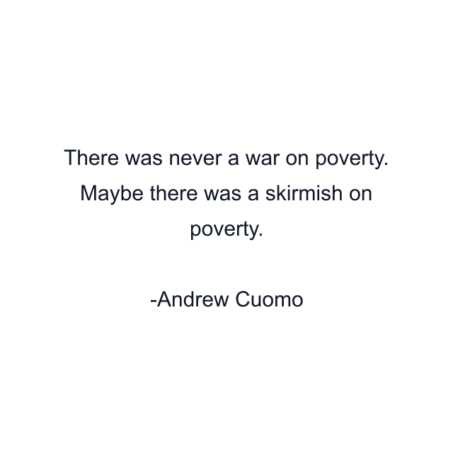 There was never a war on poverty. Maybe there was a skirmish on poverty.