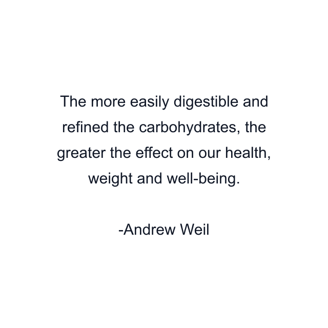 The more easily digestible and refined the carbohydrates, the greater the effect on our health, weight and well-being.