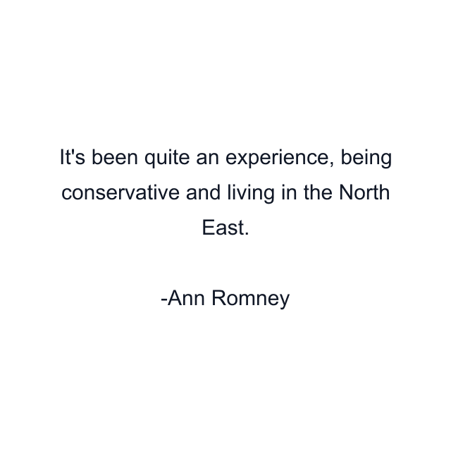 It's been quite an experience, being conservative and living in the North East.