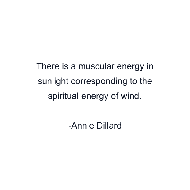 There is a muscular energy in sunlight corresponding to the spiritual energy of wind.