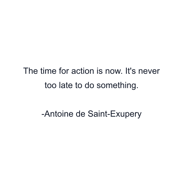 The time for action is now. It's never too late to do something.