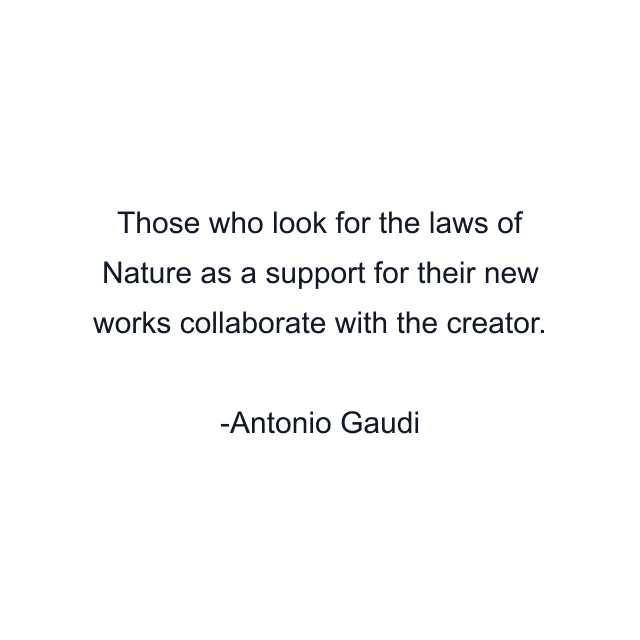 Those who look for the laws of Nature as a support for their new works collaborate with the creator.