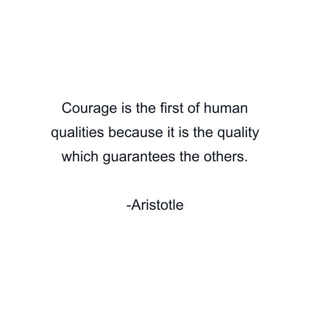 Courage is the first of human qualities because it is the quality which guarantees the others.