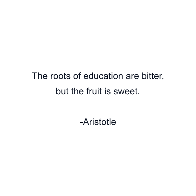 The roots of education are bitter, but the fruit is sweet.