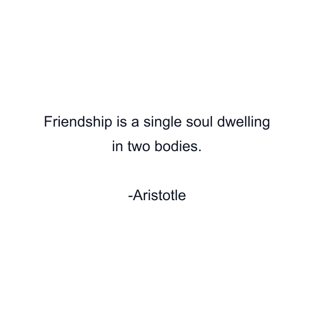 Friendship is a single soul dwelling in two bodies.