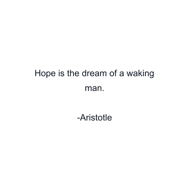 Hope is the dream of a waking man.