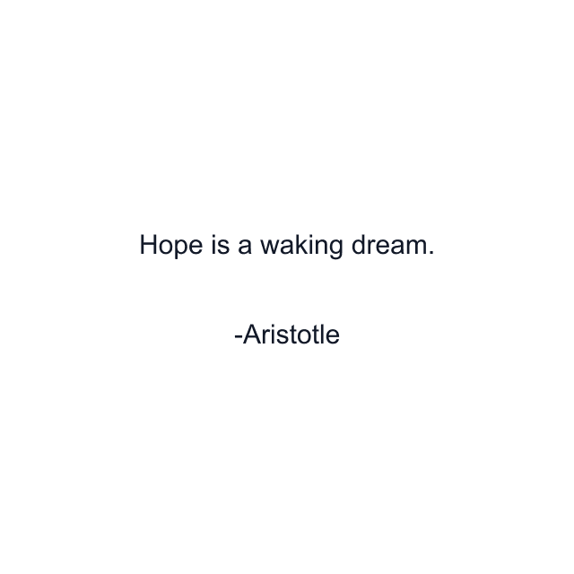 Hope is a waking dream.