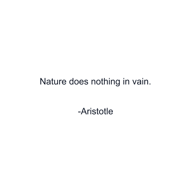 Nature does nothing in vain.