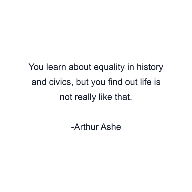 You learn about equality in history and civics, but you find out life is not really like that.