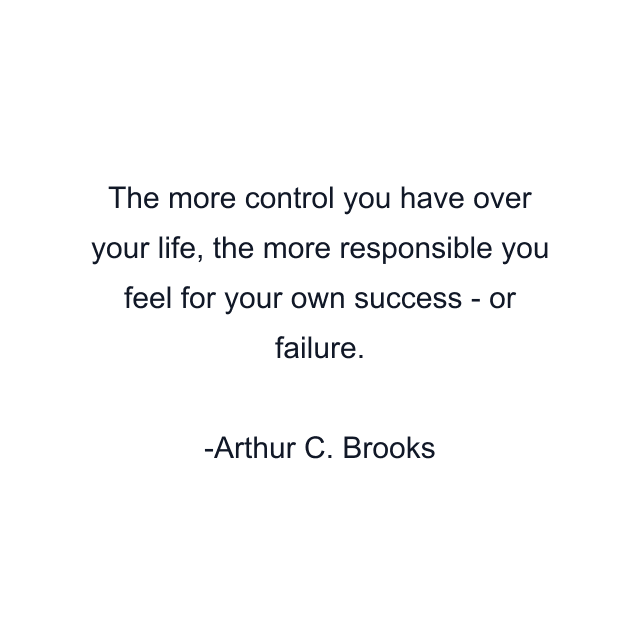 The more control you have over your life, the more responsible you feel for your own success - or failure.