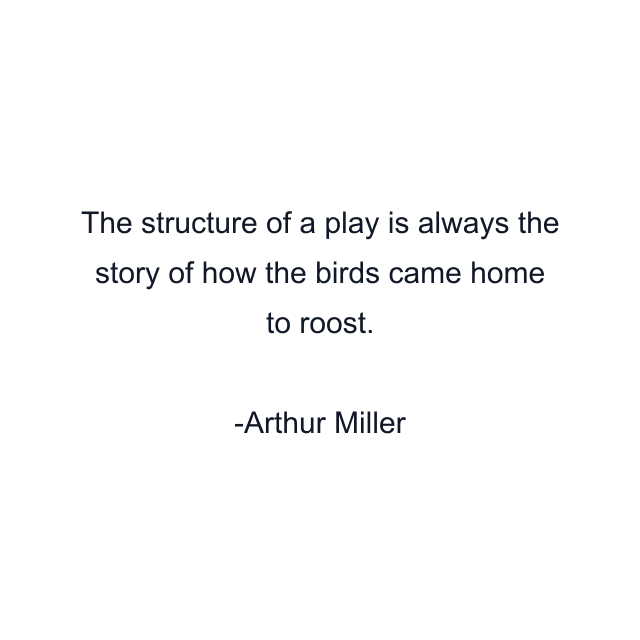 The structure of a play is always the story of how the birds came home to roost.