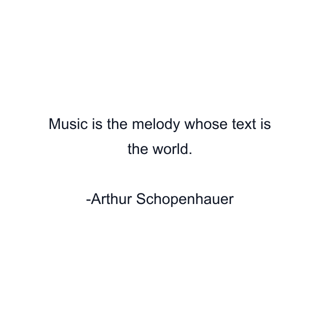 Music is the melody whose text is the world.