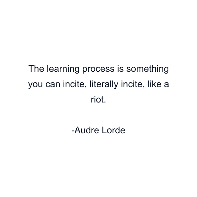 The learning process is something you can incite, literally incite, like a riot.