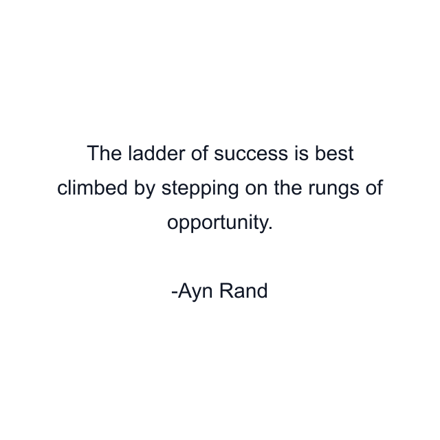 The ladder of success is best climbed by stepping on the rungs of opportunity.