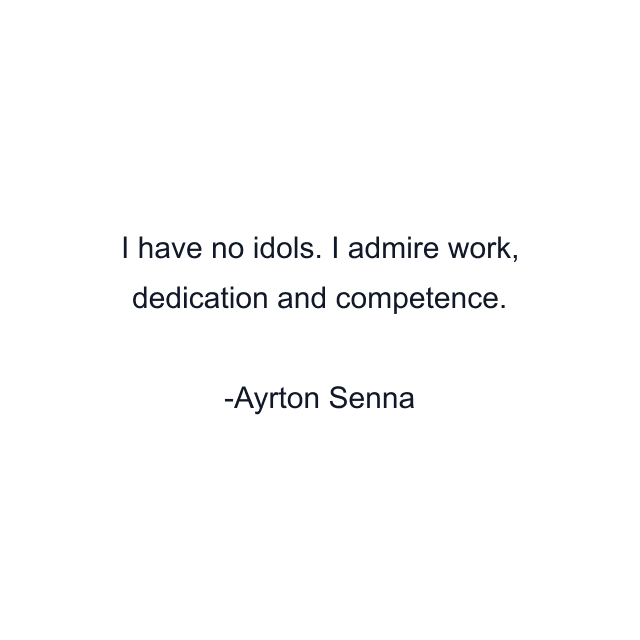 I have no idols. I admire work, dedication and competence.