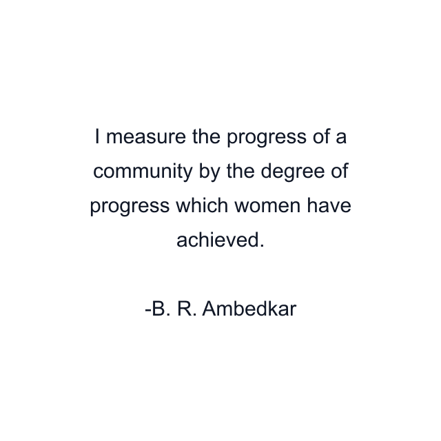 I measure the progress of a community by the degree of progress which women have achieved.