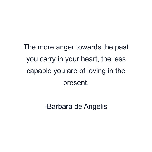 The more anger towards the past you carry in your heart, the less capable you are of loving in the present.