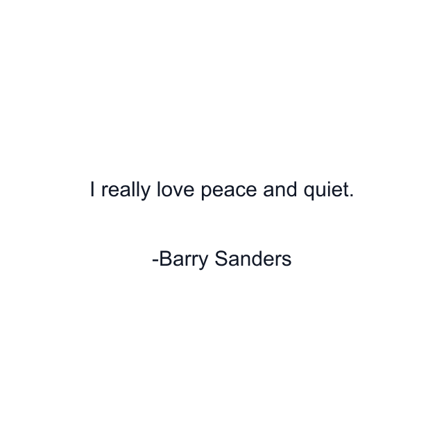 I really love peace and quiet.