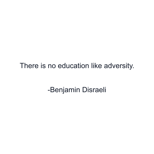 There is no education like adversity.