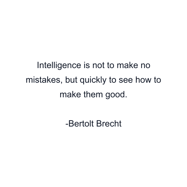 Intelligence is not to make no mistakes, but quickly to see how to make them good.