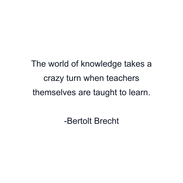 The world of knowledge takes a crazy turn when teachers themselves are taught to learn.