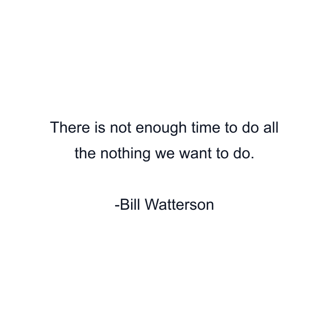 There is not enough time to do all the nothing we want to do.