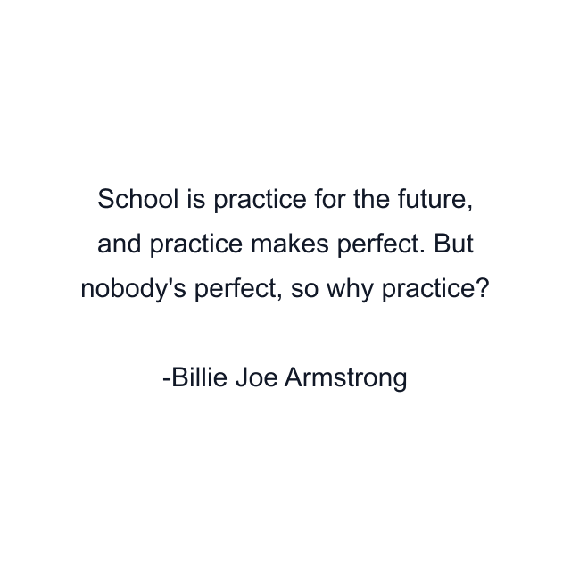 School is practice for the future, and practice makes perfect. But nobody's perfect, so why practice?