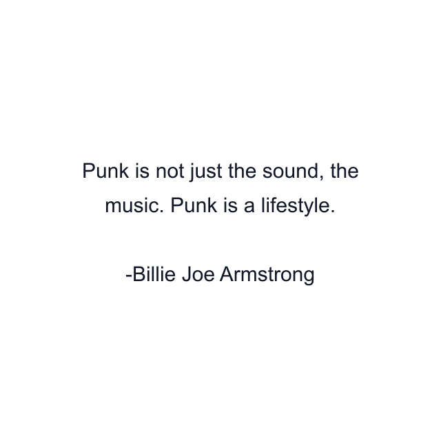 Punk is not just the sound, the music. Punk is a lifestyle.