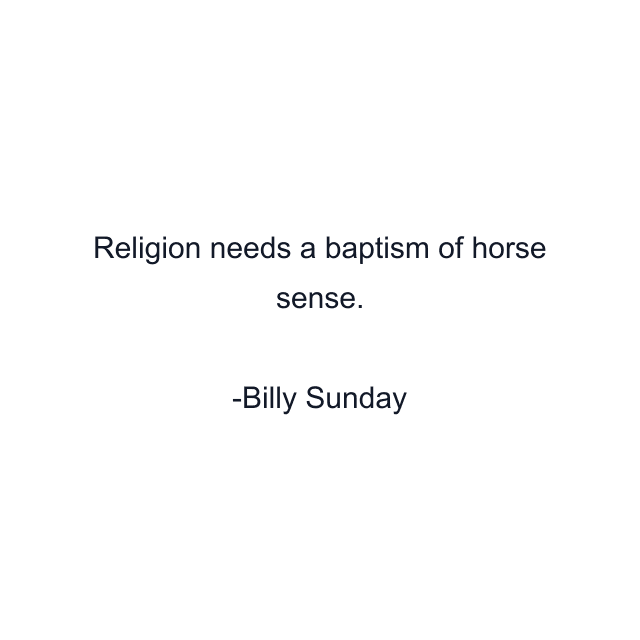 Religion needs a baptism of horse sense.