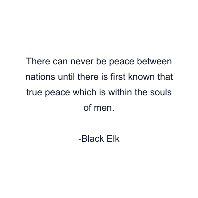 There can never be peace between nations until there is first known that true peace which is within the souls of men.