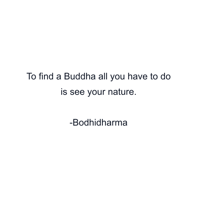 To find a Buddha all you have to do is see your nature.