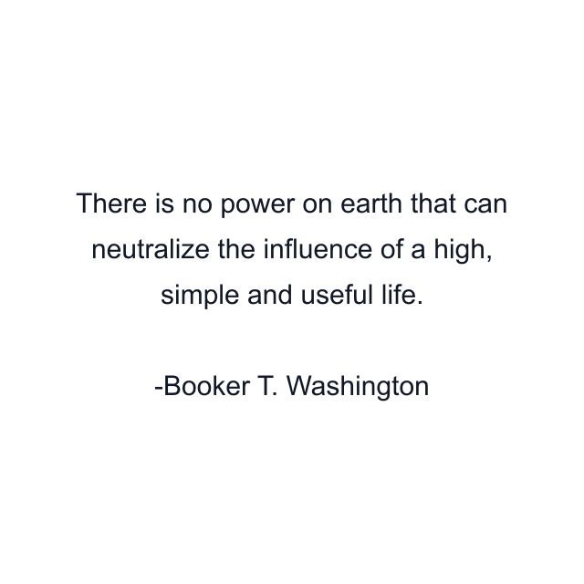 There is no power on earth that can neutralize the influence of a high, simple and useful life.