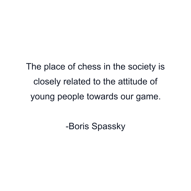 The place of chess in the society is closely related to the attitude of young people towards our game.