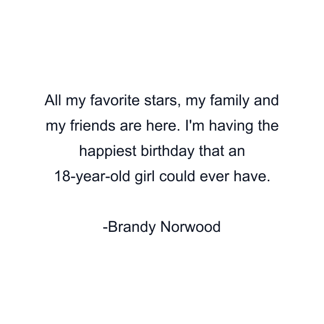 All my favorite stars, my family and my friends are here. I'm having the happiest birthday that an 18-year-old girl could ever have.