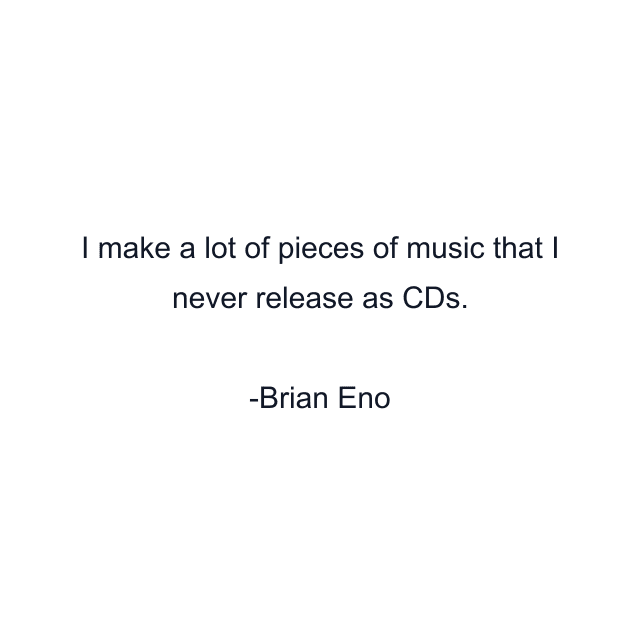 I make a lot of pieces of music that I never release as CDs.